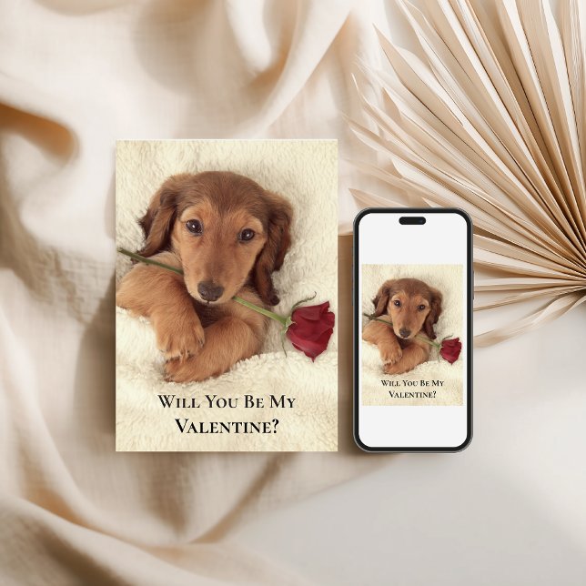 Cartes Pour Fêtes Annuelles Doxie Red Rose Glam Glitter Valentine (Doxie Red Rose Glam Glitter Valentine Holiday Card)