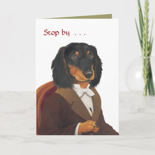 Cartes Pour Fêtes Annuelles DR078 dachshund, Stop by. . .