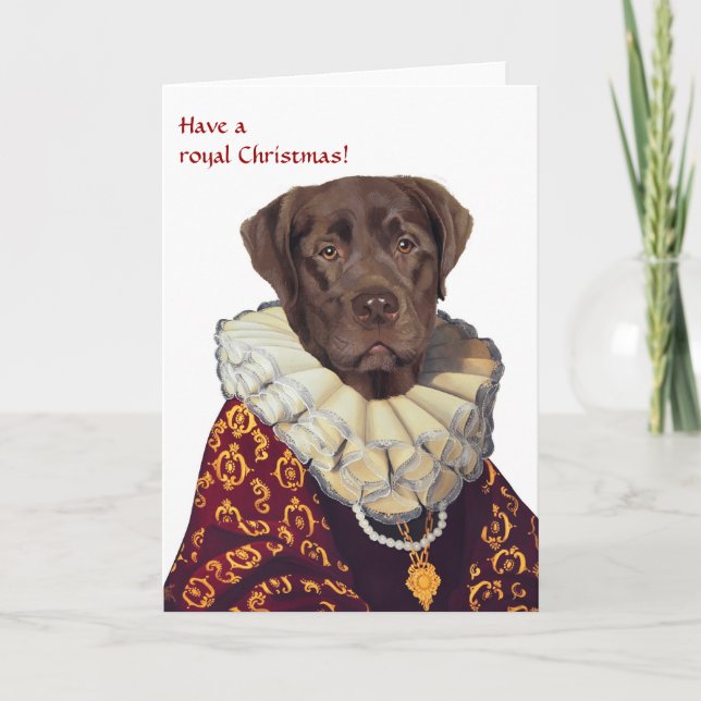 Cartes Pour Fêtes Annuelles DR225 labrador retriever, ont Noël royal ! (Devant)