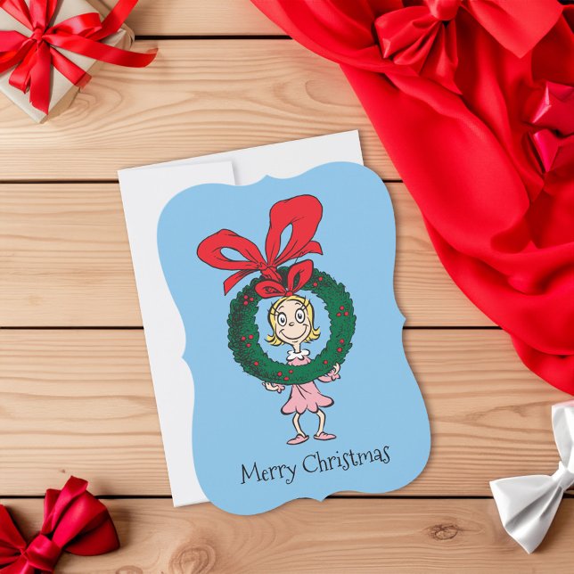 Cartes Pour Fêtes Annuelles Dr Seuss | Cindy-Lou Who - Wreath (Card on floor)