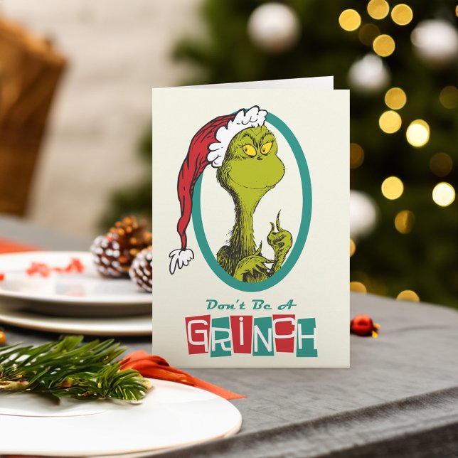 Cartes Pour Fêtes Annuelles Dr Seuss | Grinch (Card on table)