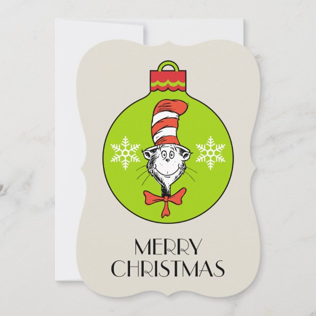 Cartes Pour Fêtes Annuelles Dr Seuss | Grinch | Chat dans l'ornement Casquette (Devant)