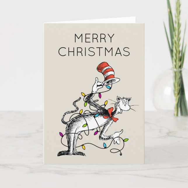 Cartes Pour Fêtes Annuelles Dr Seuss | Grinch | Chat malicieux dans la Ha (Devant)