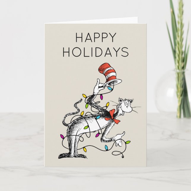 Cartes Pour Fêtes Annuelles Dr. Seuss | Grinch | Chat mischievous dans le chap (Devant)