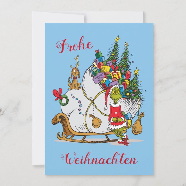 Cartes Pour Fêtes Annuelles Dr Seuss | Grinch - Photo Frohe Weihnachten (Devant)