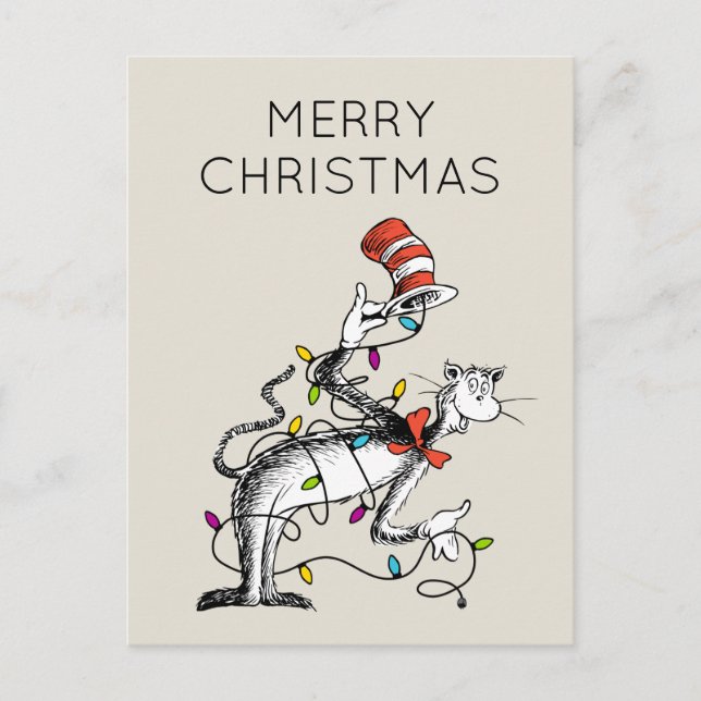 Cartes Pour Fêtes Annuelles Dr Seuss | The Grinch | Chat malicieux dans la Ha (Devant)