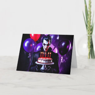 Cartes Pour Fêtes Annuelles Dracula avec un gâteau d'anniversaire à Halloween