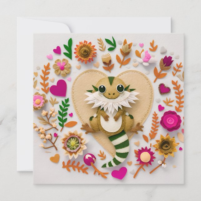 Cartes Pour Fêtes Annuelles Dragon à poils romantique (Devant)