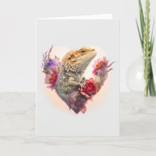 Cartes Pour Fêtes Annuelles Dragon aux fleurs dans un coeur Saint-Valentin