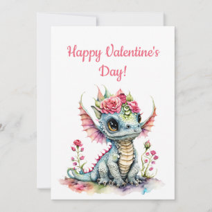 Cartes Pour Fêtes Annuelles Dragon Bébé Cute Avec Coeurs Floral Valentine