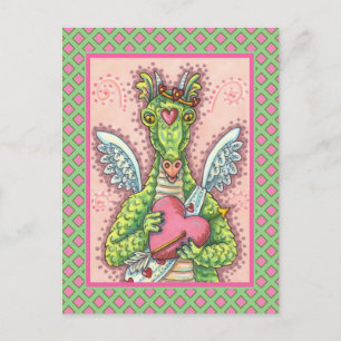 CARTES POUR FÊTES ANNUELLES DRAGON CUPIDE, COEUR ET FLÈCHE IMAGINAIRE VALENTIN