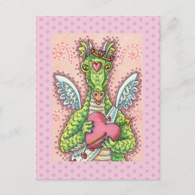 CARTES POUR FÊTES ANNUELLES DRAGON CUPIDE, COEUR ET FLÈCHE IMAGINAIRE VALENTIN (Devant)