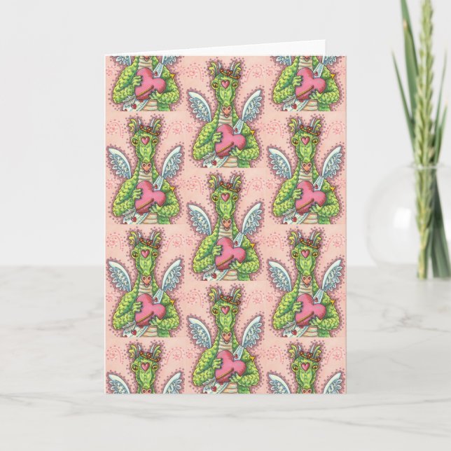 CARTES POUR FÊTES ANNUELLES DRAGON CUPIDE, COEUR ET FLÈCHE IMAGINAIRE VALENTIN (Devant)