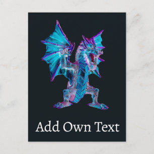 Cartes Pour Fêtes Annuelles Dragon de Flamme Bleue Fantastique Bête Céleste Va