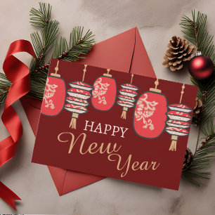 Cartes Pour Fêtes Annuelles Dragon de lanterne rouge chinois du Nouvel An