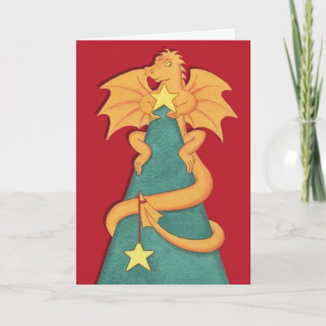 Cartes Pour Fêtes Annuelles Dragon de Noël (Devant)