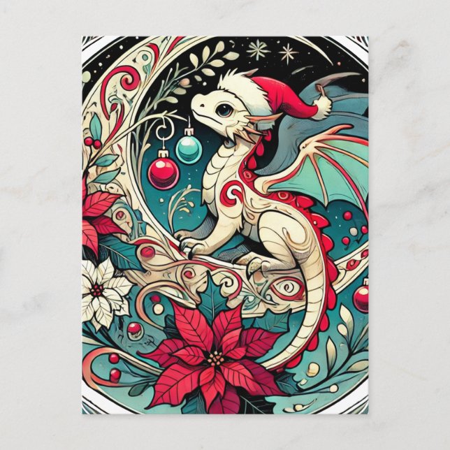 Cartes Pour Fêtes Annuelles Dragon de Noël (Devant)