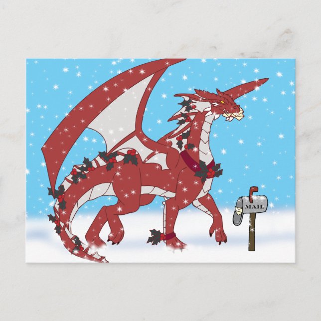 Cartes Pour Fêtes Annuelles Dragon de Noël (Devant)