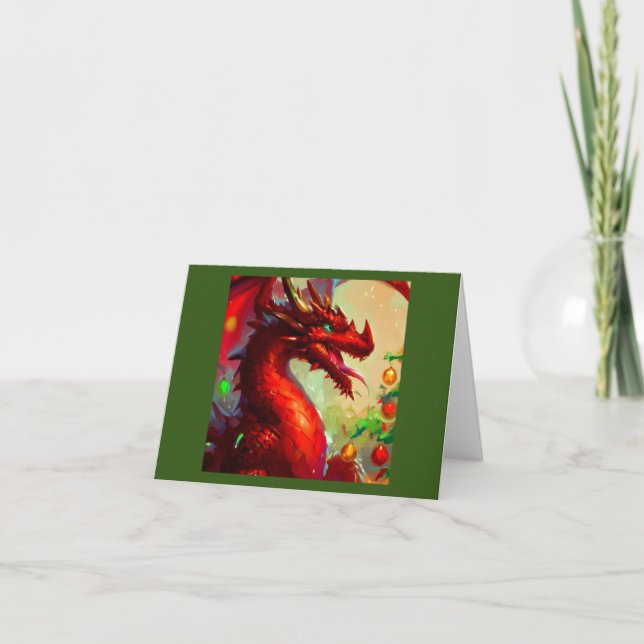 Cartes Pour Fêtes Annuelles Dragon de Noël 1 (Devant)