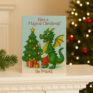 Cartes Pour Fêtes Annuelles Dragon de Noël magique