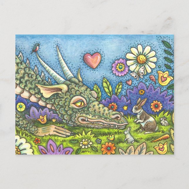 Cartes Pour Fêtes Annuelles DRAGON DE PÂQUES CONVIVIAL SUR BUNNY TRAIL Imagina (Devant)