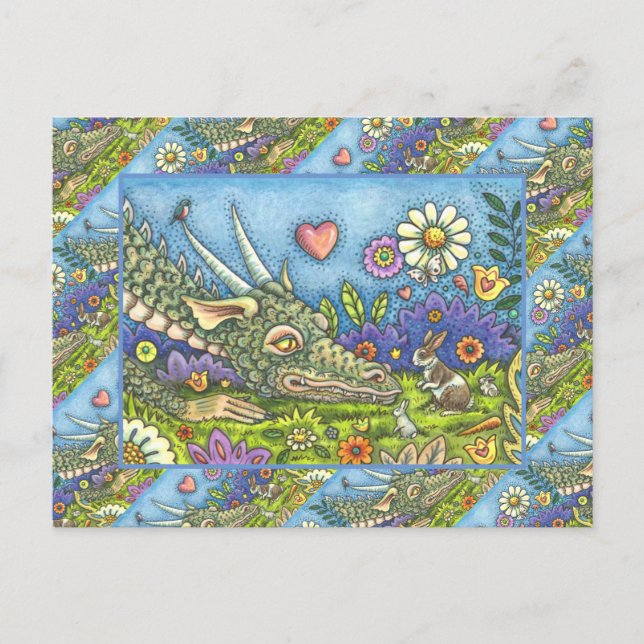 Cartes Pour Fêtes Annuelles DRAGON DE PÂQUES CONVIVIAL SUR BUNNY TRAIL Imagina (Devant)