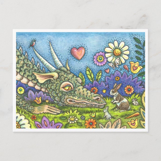 Cartes Pour Fêtes Annuelles DRAGON DE PÂQUES CONVIVIAL SUR BUNNY TRAIL Imagina (Devant)