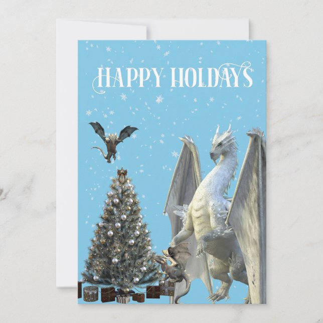 Cartes Pour Fêtes Annuelles Dragon d'hiver Noël Joyeuses Fêtes (Devant)