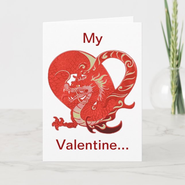 Cartes Pour Fêtes Annuelles Dragon Heart Valentine Arrière - plan blanc (Devant)