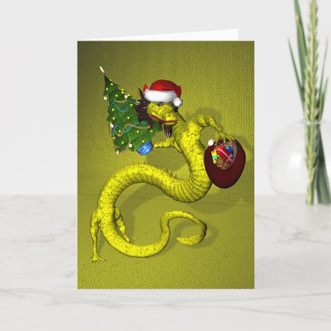 Cartes Pour Fêtes Annuelles Dragon jaune (Devant)