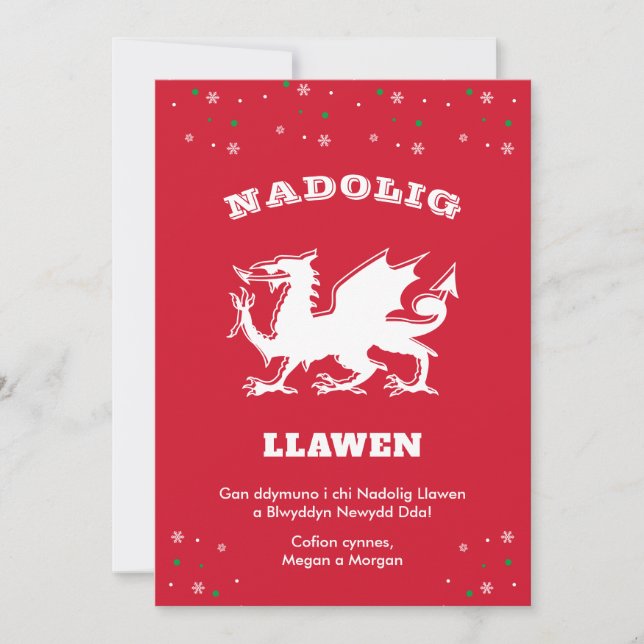 Cartes Pour Fêtes Annuelles Dragon Nadolig Llawen Welsh Thème Joyeux Noël (Devant)