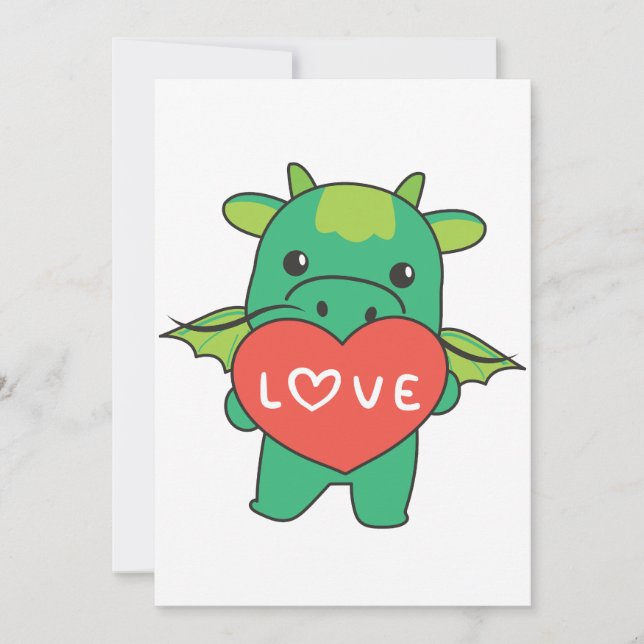 Cartes Pour Fêtes Annuelles Dragon pour la Saint-Valentin Beaux Animaux Coeur  (Devant)