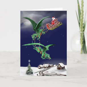 Cartes Pour Fêtes Annuelles Dragon Sleigh de Santa