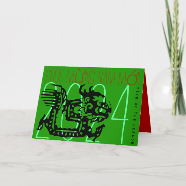 Cartes Pour Fêtes Annuelles Dragon vietnamien moderne Nouvel An 2024 HGC (Devant)
