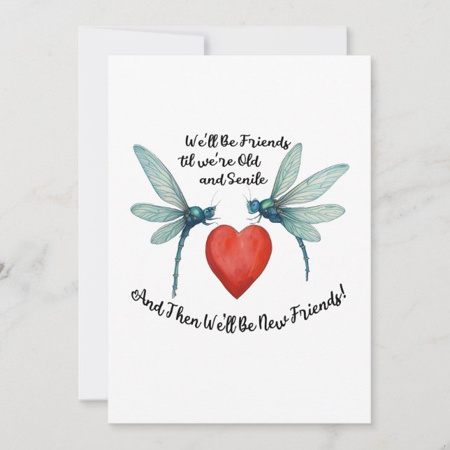 Cartes Pour Fêtes Annuelles Dragonflies friendship quote funny BFF old senile (Devant)