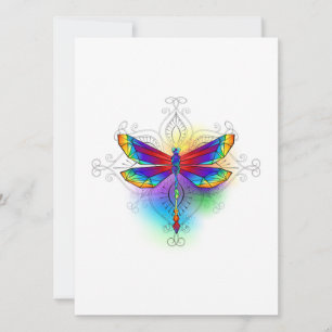 Cartes Pour Fêtes Annuelles Dragonfly en arc-en-ciel