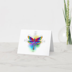 Cartes Pour Fêtes Annuelles Dragonfly en arc-en-ciel