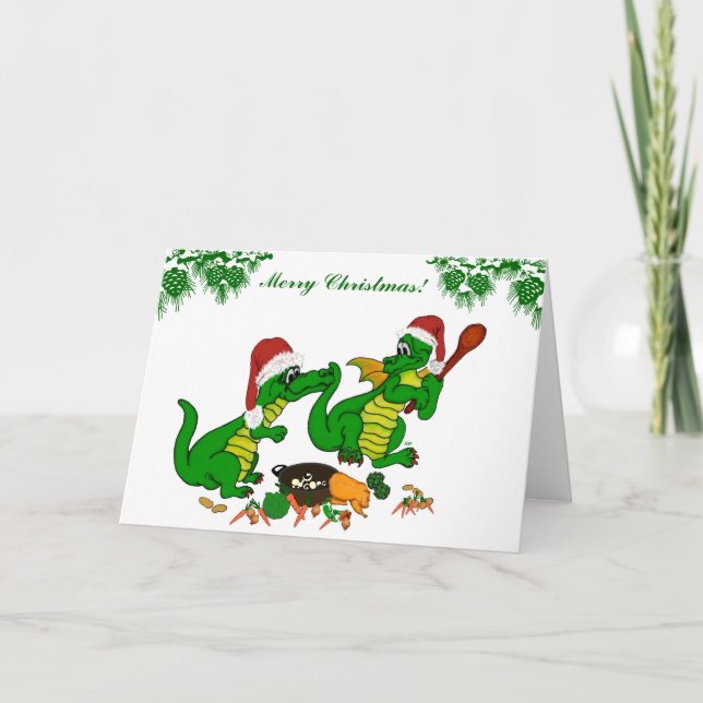 Cartes Pour Fêtes Annuelles Dragons - Joyeux Noël ! - aujourd'hui je vais cuis (Devant)
