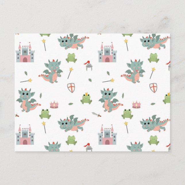 Cartes Pour Fêtes Annuelles Dragons Knights Fairytale Château médiéval (Devant)