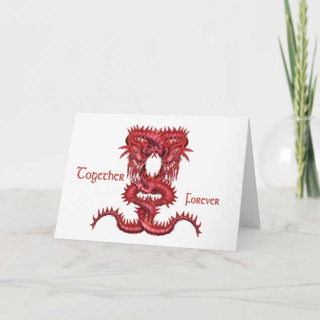 Cartes Pour Fêtes Annuelles Dragons rouges entrelacés (Devant)