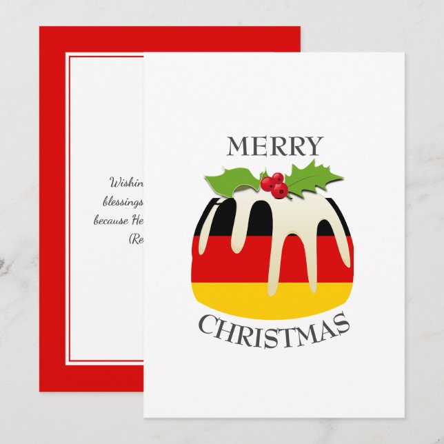 Cartes Pour Fêtes Annuelles DRAPEAU ALLEMAND | Pudding de Noël | Festive (Devant / Derrière)