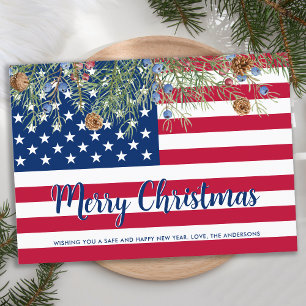 Cartes Pour Fêtes Annuelles Drapeau américain Joyeux Noël Patriotique militair