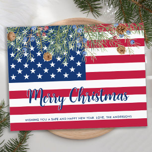 Cartes Pour Fêtes Annuelles Drapeau américain Joyeux Noël Patriotique militair
