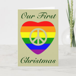 Cartes Pour Fêtes Annuelles Drapeau arc-en-ciel cœur Mariage Gay Premier Noël