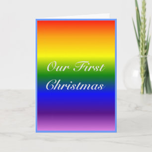 Cartes Pour Fêtes Annuelles Drapeau arc-en-ciel personnalisé LGBT Famille Prem