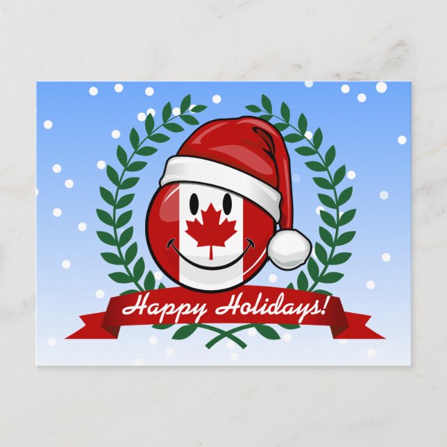 Cartes Pour Fêtes Annuelles Drapeau canadien Jolly Style de Noël (Devant)