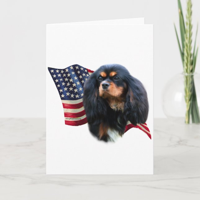 Cartes Pour Fêtes Annuelles Drapeau Cavalier King Charles Spaniel (Devant)
