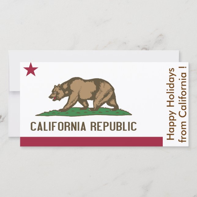 Cartes Pour Fêtes Annuelles Drapeau de Californie, Joyeuses fêtes des États-Un (Devant)