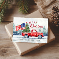Drapeau de camion de Noël rouge vintage arbre de N
