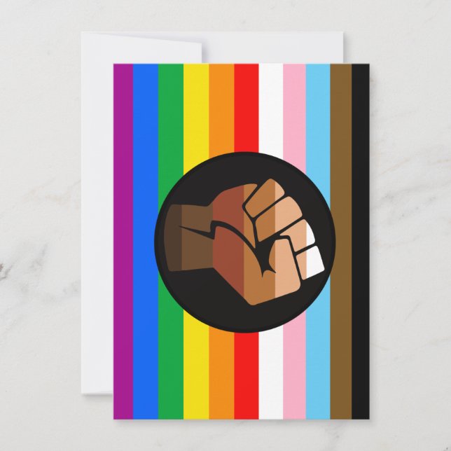 Cartes Pour Fêtes Annuelles Drapeau de fierté POC de progrès LGBTQ+ (Devant)